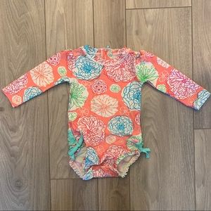 Floral One Piece Rash Guard